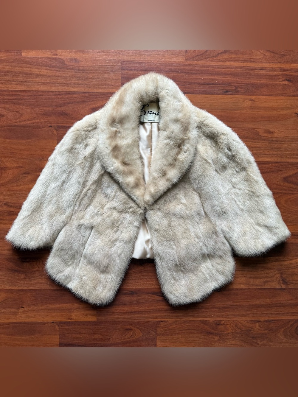 Vintage EVANS Mink Fur Stole Cape Shawl Shrug Wrap Small/Medium (6-8) w/ Pockets